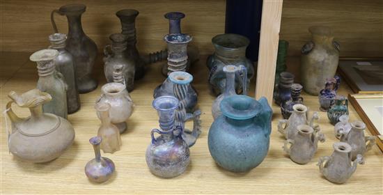 A collection of glass vessels reproduced from antiquity